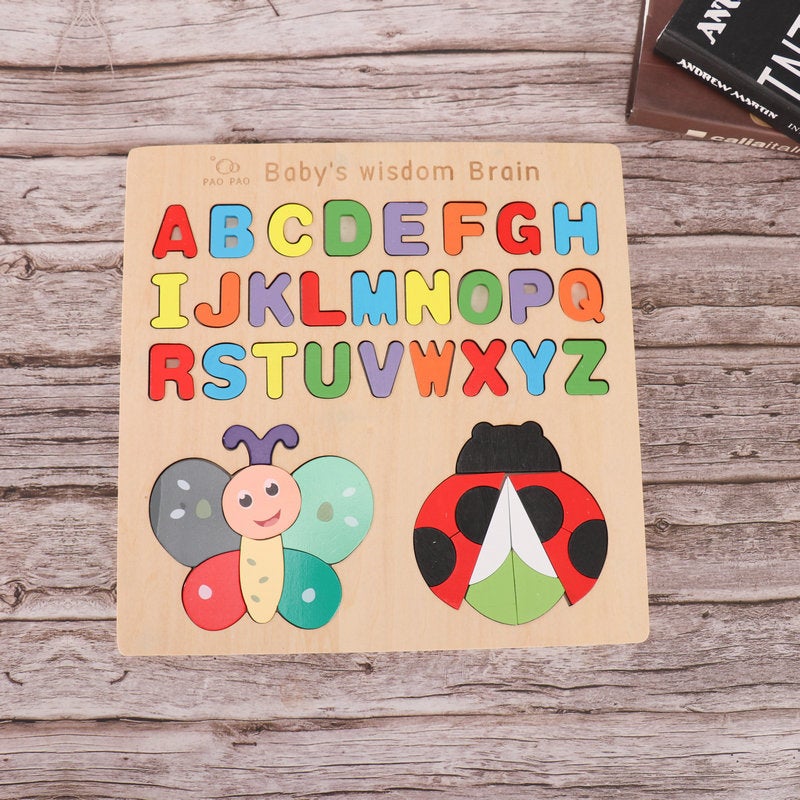 Wooden Kidsren'S Number Letter Matching Puzzle Baby Educational Early Education Wisdom Brain Logical Thinking Puzzle Toy - Image 4